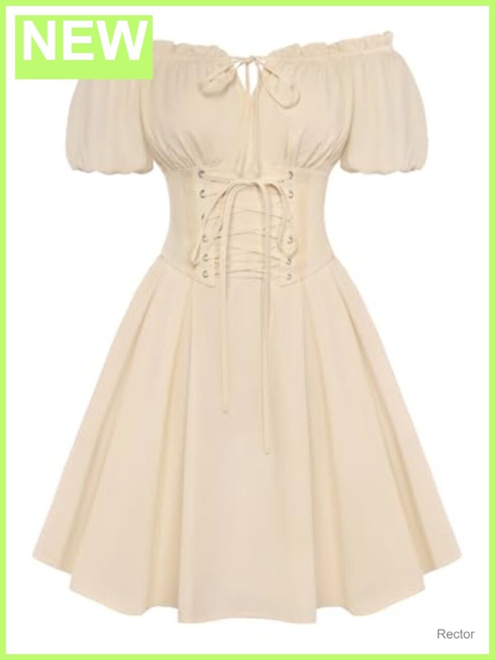 Renaissance Corset Mini Dress Lace Up Off Shoulder Puff Sleeve Cosplay Costume